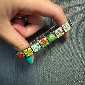 Floral Italian Charm Bracelet with 12 design links